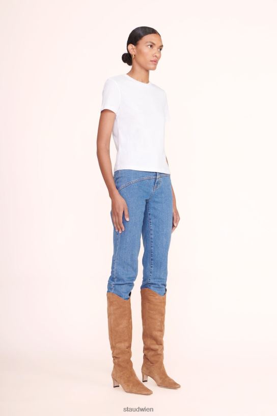 Frauen T-Shirt mit Rundhalsausschnitt Weiss 466Z417 STAUD Kleidung