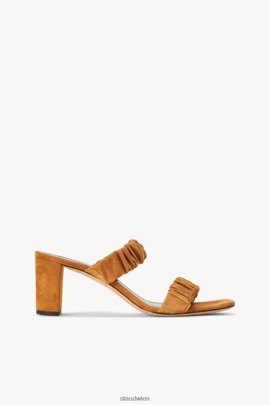 Frauen Frankie geraffte Sandale Cashew-Wildleder 466Z892 STAUD Schuhe