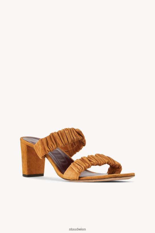 Frauen Frankie geraffte Sandale Cashew-Wildleder 466Z892 STAUD Schuhe
