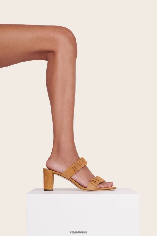 Frauen Frankie geraffte Sandale Cashew-Wildleder 466Z892 STAUD Schuhe