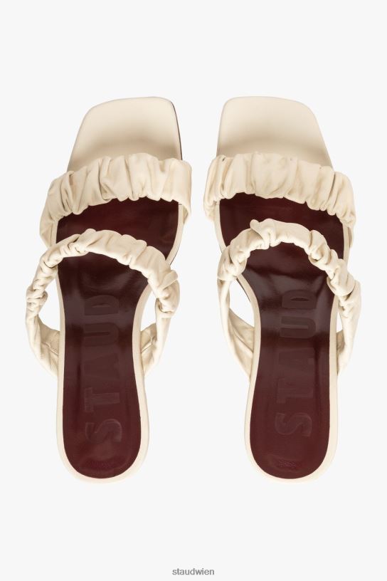 Frauen Frankie geraffte Sandale Creme 466Z893 STAUD Schuhe