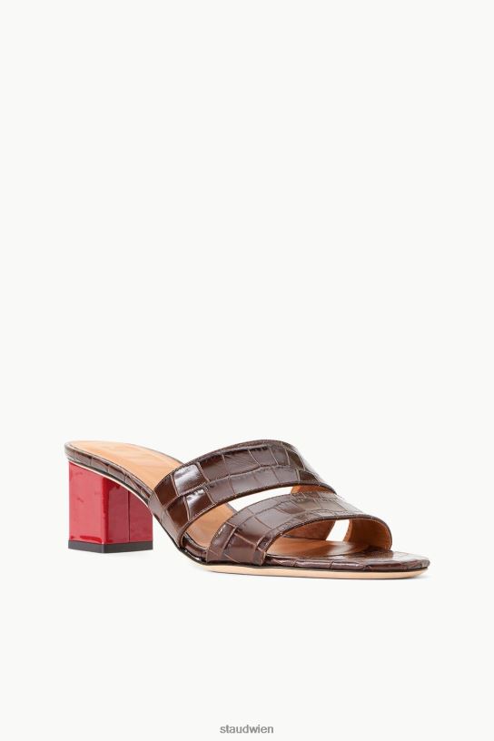 Frauen Jules Blockabsatz Espresso Ruby Espresso-Krokodil-geprägtes Rubin-Lack 466Z867 STAUD Schuhe