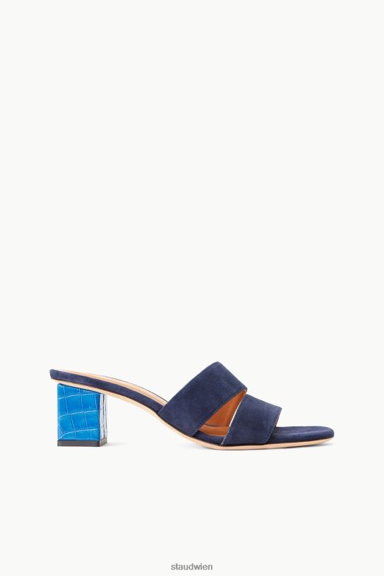 Frauen Jules-Blockabsatz Ink Wildleder inselblau mit Krokoprägung 466Z866 STAUD Schuhe