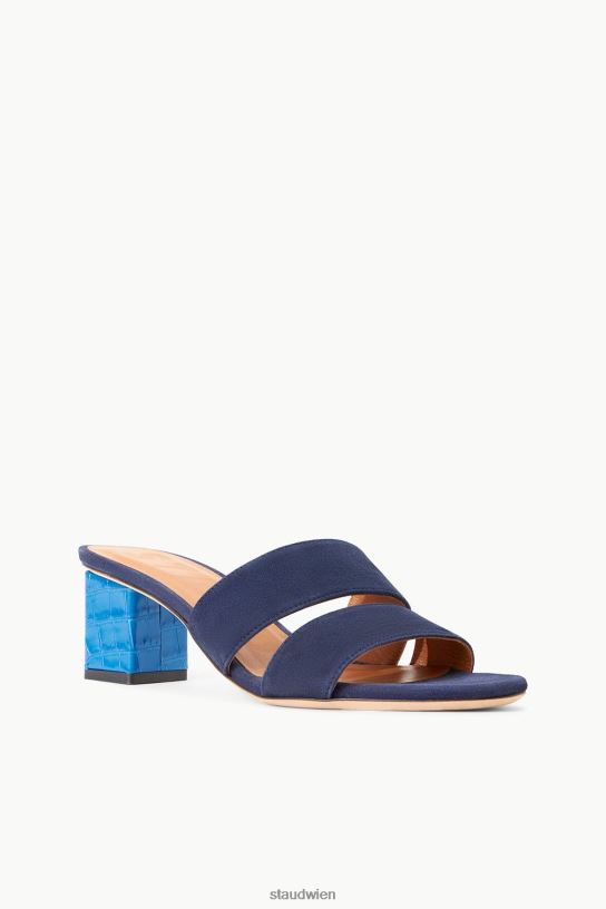 Frauen Jules-Blockabsatz Ink Wildleder inselblau mit Krokoprägung 466Z866 STAUD Schuhe