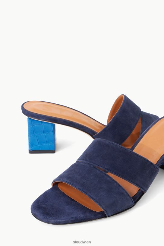 Frauen Jules-Blockabsatz Ink Wildleder inselblau mit Krokoprägung 466Z866 STAUD Schuhe