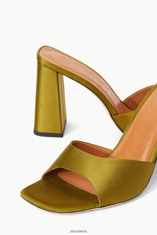 Frauen Sloane-Absatz aus Satin Olive 466Z881 STAUD Schuhe