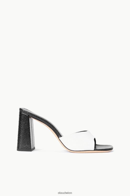 Frauen Sloane-Absatz mit Schlangenprägung Schwarz-Weiss 466Z879 STAUD Schuhe