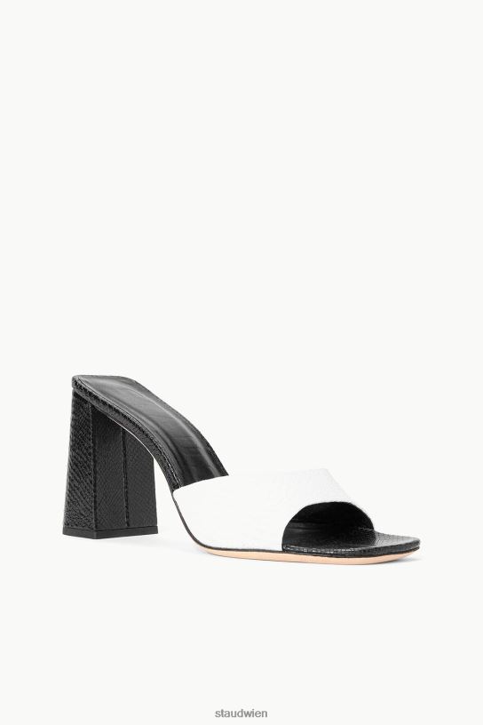 Frauen Sloane-Absatz mit Schlangenprägung Schwarz-Weiss 466Z879 STAUD Schuhe