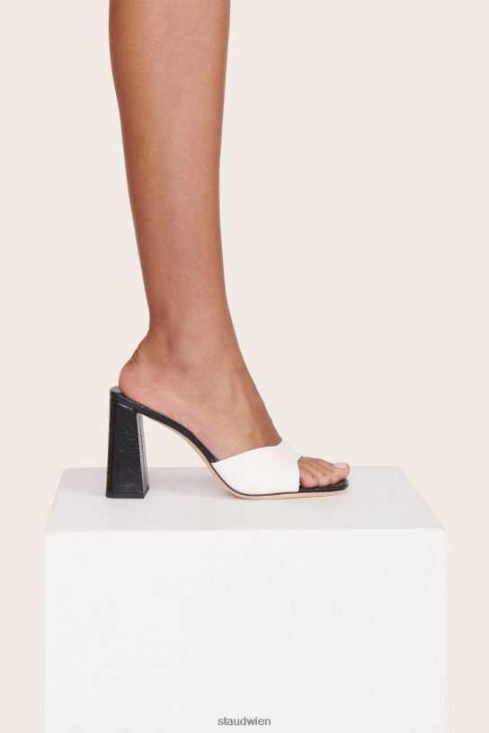 Frauen Sloane-Absatz mit Schlangenprägung Schwarz-Weiss 466Z879 STAUD Schuhe