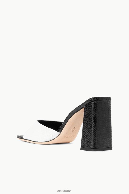 Frauen Sloane-Absatz mit Schlangenprägung Schwarz-Weiss 466Z879 STAUD Schuhe