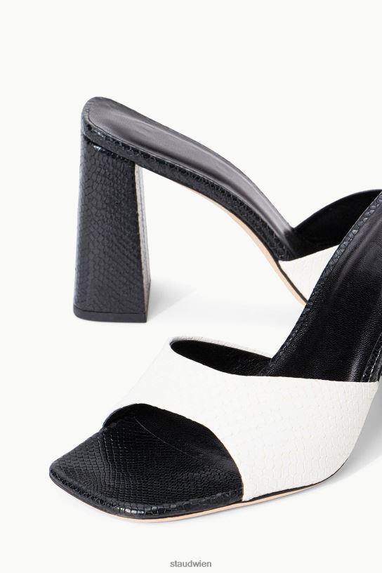 Frauen Sloane-Absatz mit Schlangenprägung Schwarz-Weiss 466Z879 STAUD Schuhe