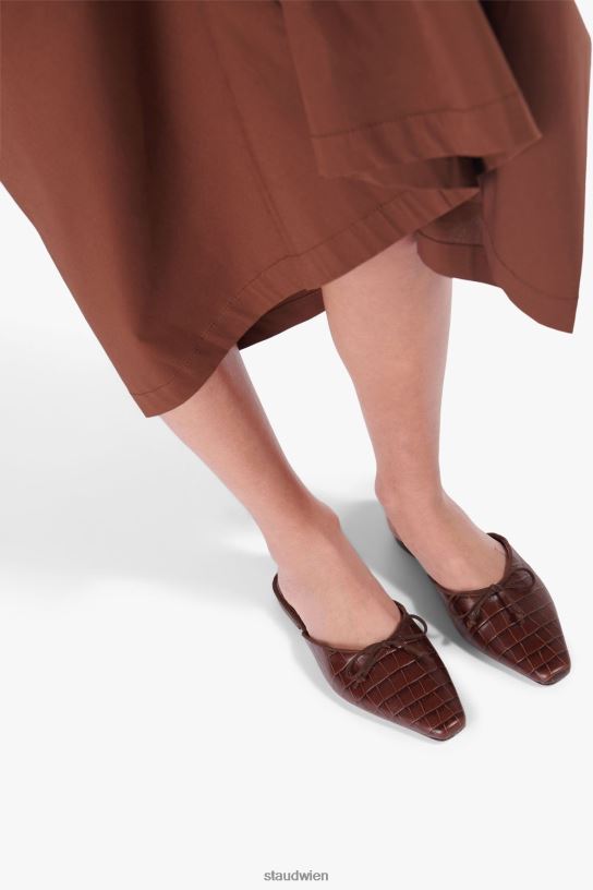 Frauen Gina Mule braune Krokoprägung 466Z955 STAUD Schuhe