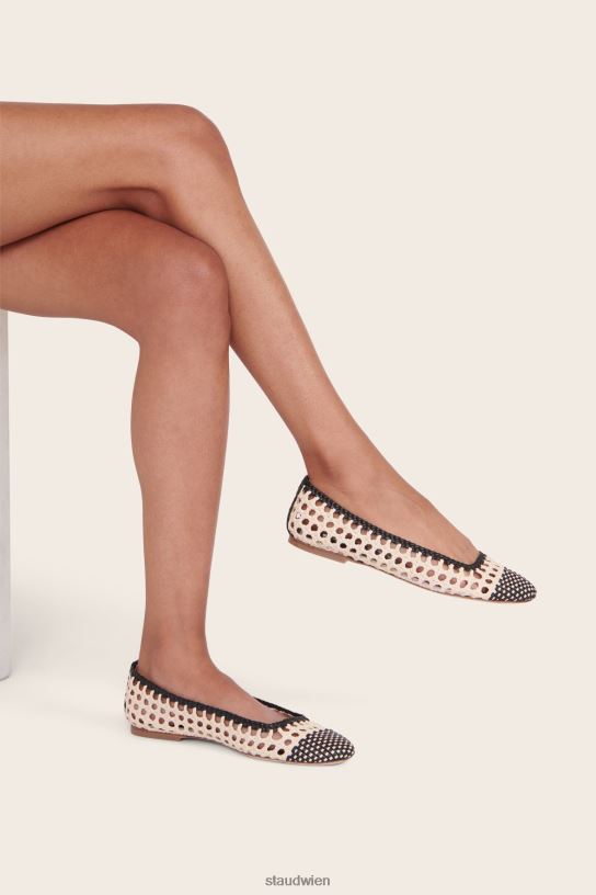 Frauen Nell Häkel-Ballerina cremeschwarz 466Z958 STAUD Schuhe