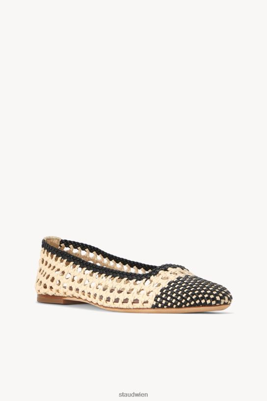 Frauen Nell Häkel-Ballerina cremeschwarz 466Z958 STAUD Schuhe