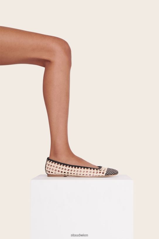 Frauen Nell Häkel-Ballerina cremeschwarz 466Z958 STAUD Schuhe