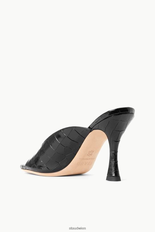 Frauen Sylvia Maultier schwarze Krokoprägung 466Z947 STAUD Schuhe