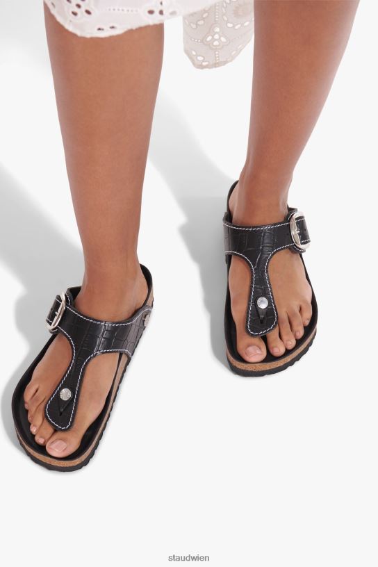 Frauen Gizeh-Sandale schwarze Krokoprägung 466Z930 BIRKENSTOCK + STAUD Schuhe