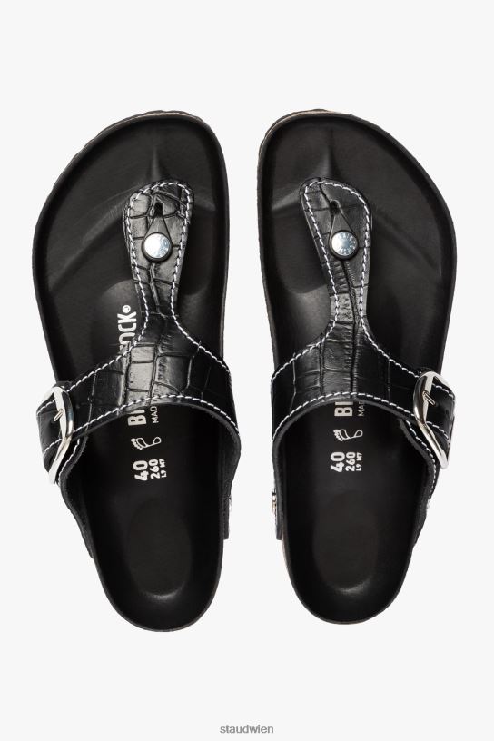 Frauen Gizeh-Sandale schwarze Krokoprägung 466Z930 BIRKENSTOCK + STAUD Schuhe