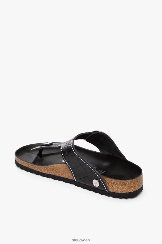 Frauen Gizeh-Sandale schwarze Krokoprägung 466Z930 BIRKENSTOCK + STAUD Schuhe