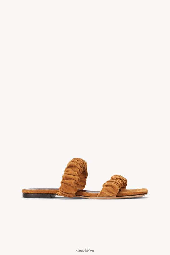 Frauen Maya geraffte Sandale Cashew Cashew-Wildleder 466Z925 STAUD Schuhe