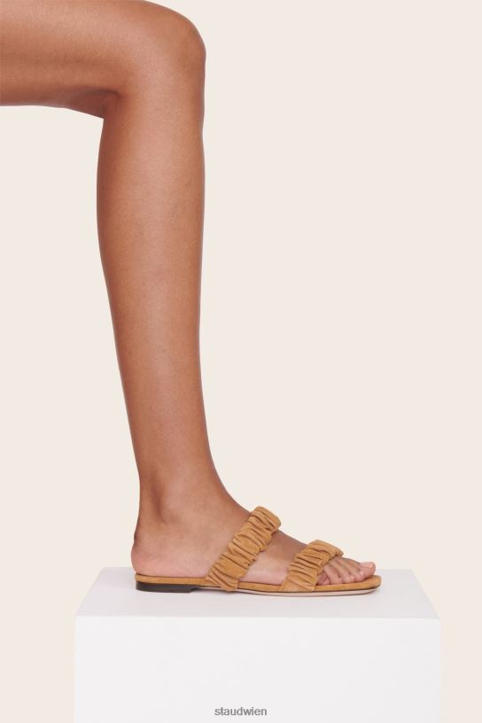 Frauen Maya geraffte Sandale Cashew Cashew-Wildleder 466Z925 STAUD Schuhe