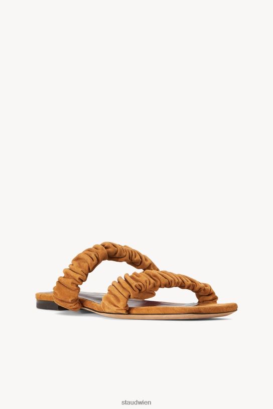 Frauen Maya geraffte Sandale Cashew Cashew-Wildleder 466Z925 STAUD Schuhe