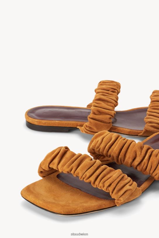 Frauen Maya geraffte Sandale Cashew Cashew-Wildleder 466Z925 STAUD Schuhe