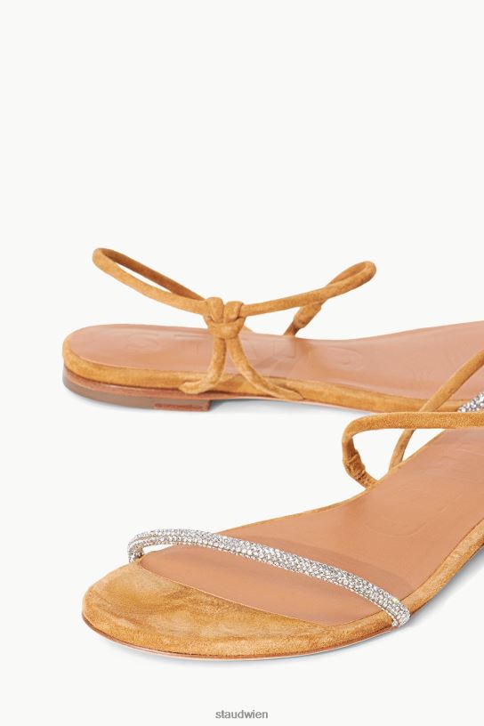 Frauen Sandale aus Wildleder mit Lorbeerkristall Strass-Cashew 466Z920 STAUD Schuhe