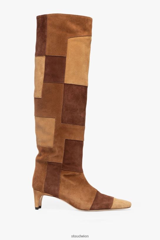 Frauen Wally Boot braunes Patchwork 466Z963 STAUD Schuhe