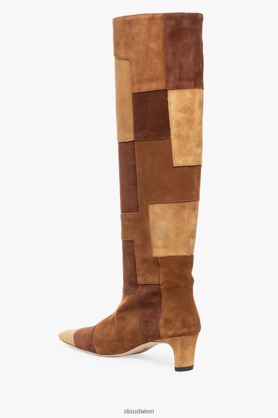 Frauen Wally Boot braunes Patchwork 466Z963 STAUD Schuhe