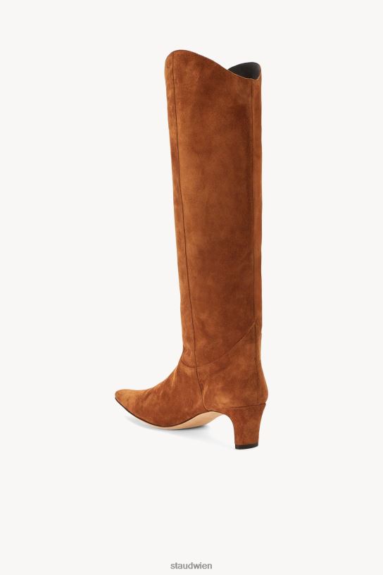 Frauen Western-Wally-Stiefel braunes Wildleder 466Z976 STAUD Schuhe