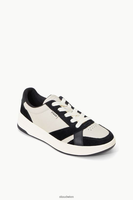 Frauen der Court-Sneaker schwarze Creme 466Z861 STAUD + KEDS Schuhe