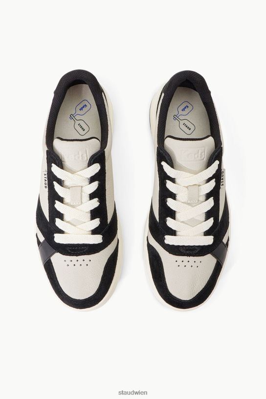 Frauen der Court-Sneaker schwarze Creme 466Z861 STAUD + KEDS Schuhe