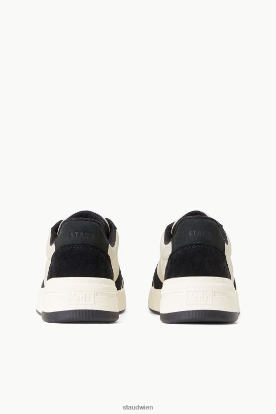Frauen der Court-Sneaker schwarze Creme 466Z861 STAUD + KEDS Schuhe