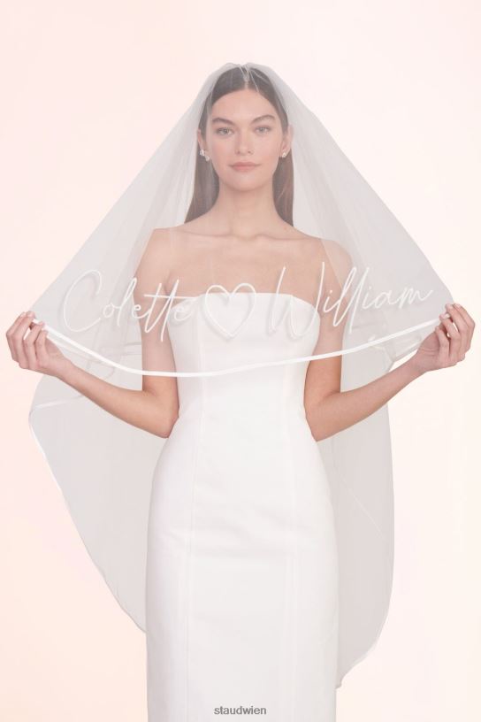 Frauen individuell bestickter Schleier Weiss 466Z1047 STAUD Braut-