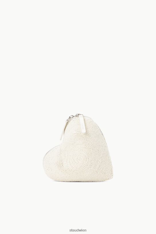 Frauen Perlenherz-Clutch Creme 466Z838 STAUD Zubehör