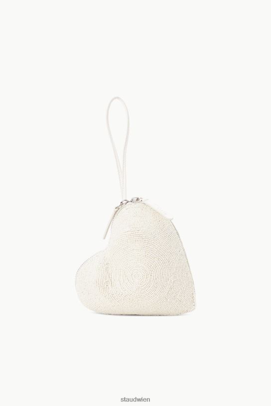 Frauen Perlenherz-Clutch Creme 466Z838 STAUD Zubehör