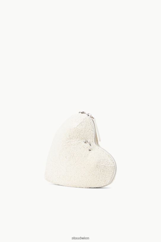 Frauen Perlenherz-Clutch Creme 466Z838 STAUD Zubehör