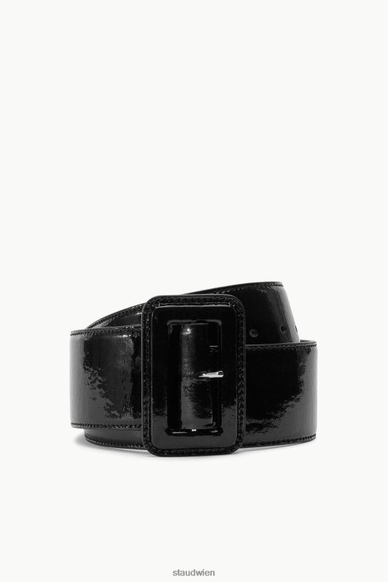 Frauen breiter Taillengürtel schwarzes Lackleder 466Z856 STAUD Zubehör