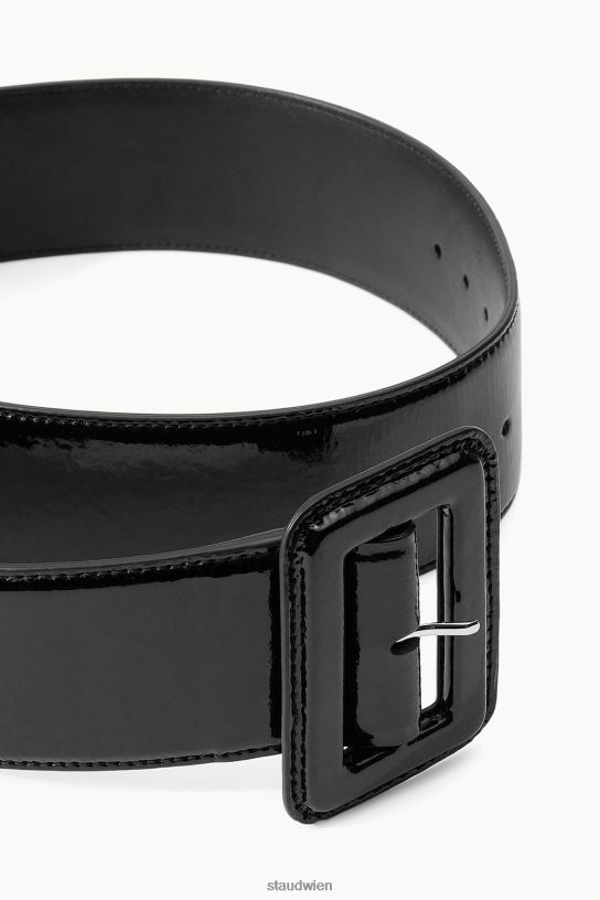 Frauen breiter Taillengürtel schwarzes Lackleder 466Z856 STAUD Zubehör