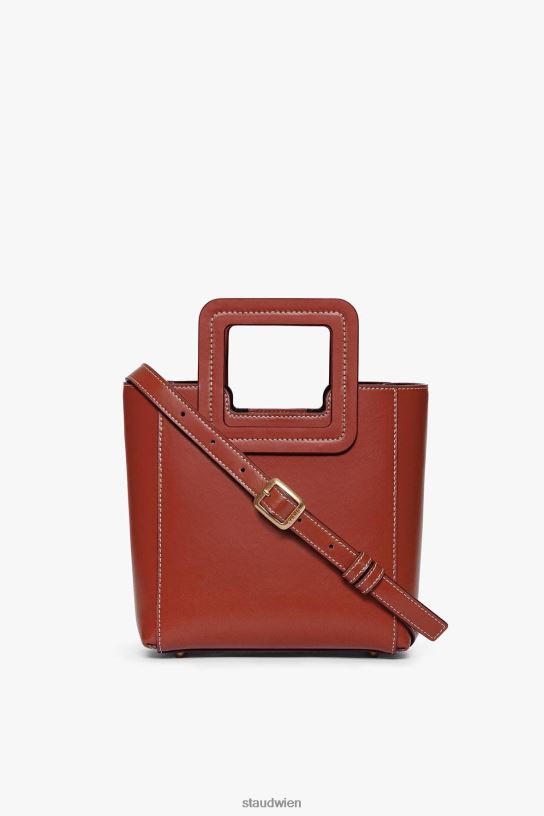Frauen Mini-Shirley-Ledertasche Cognac 466Z823 STAUD Zubehör