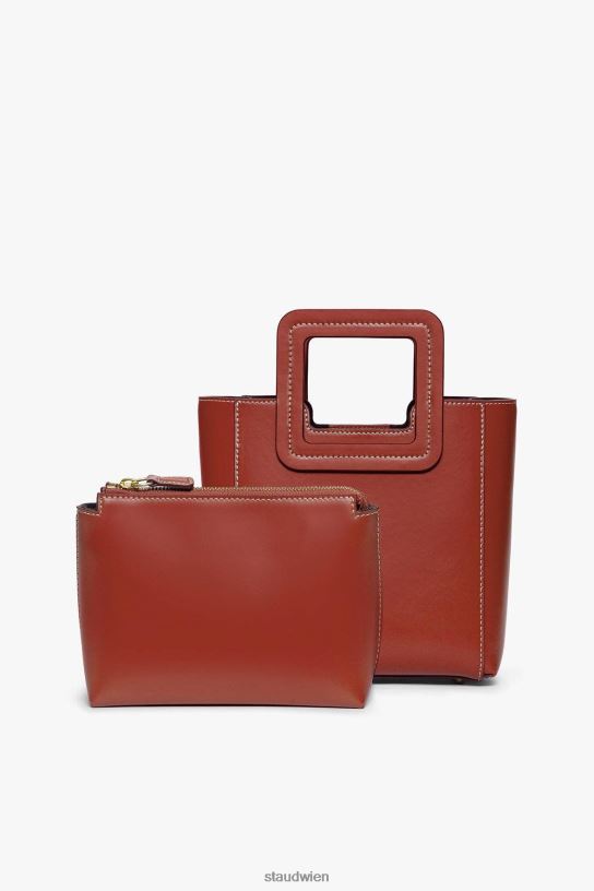 Frauen Mini-Shirley-Ledertasche Cognac 466Z823 STAUD Zubehör