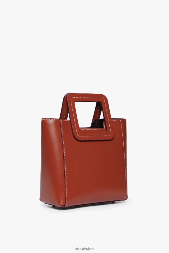 Frauen Mini-Shirley-Ledertasche Cognac 466Z823 STAUD Zubehör