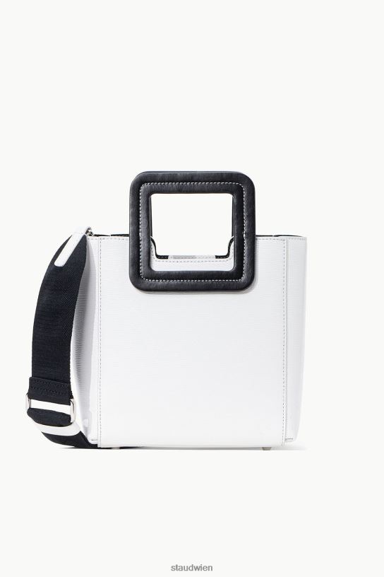 Frauen Mini-Shirley-Ledertasche weiß schwarz 466Z821 STAUD Zubehör