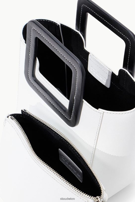Frauen Mini-Shirley-Ledertasche weiß schwarz 466Z821 STAUD Zubehör