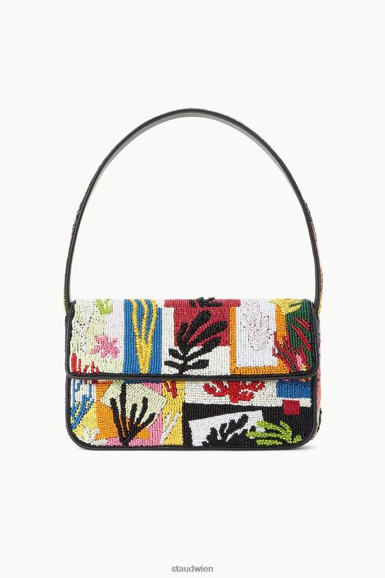 Frauen Tommy-Perlentasche Korallen-Patchwork 466Z720 STAUD Kleidung