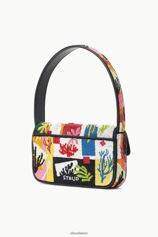 Frauen Tommy-Perlentasche Korallen-Patchwork 466Z720 STAUD Kleidung
