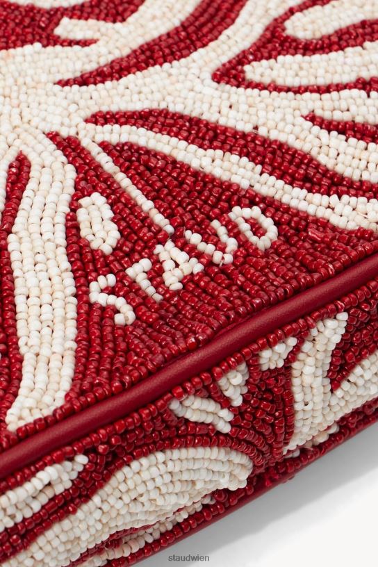 Frauen Tommy-Perlentasche scharlachrot weiß 466Z731 STAUD Kleidung