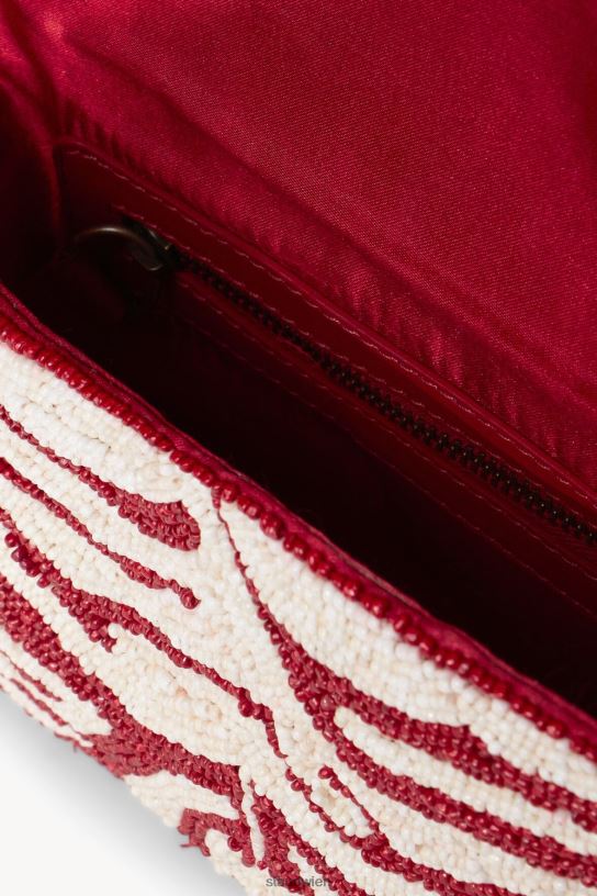 Frauen Tommy-Perlentasche scharlachrot weiß 466Z731 STAUD Kleidung